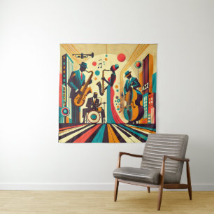 Mid Century Jazz Age Quartet Tapestry