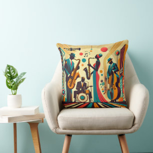 Mid Century Jazz Age Quartet Throw Pillow
