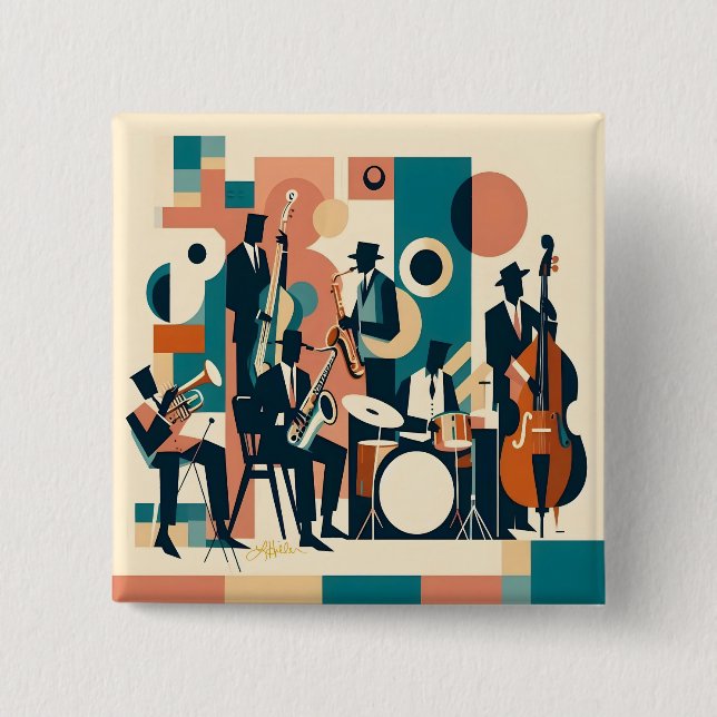 Mid Century Jazz Age Sextet Button (Front)
