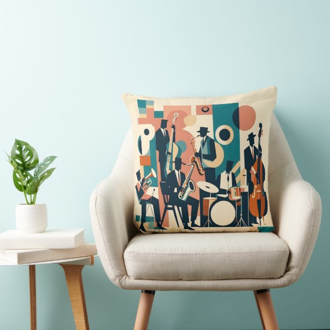 Mid Century Jazz Age Sextet Throw Pillow (Chair)