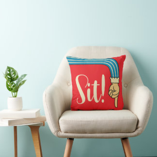 Mid- Century Jazzy Pointing Hand/Finger Manicule Throw Pillow