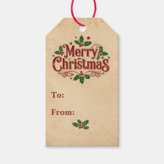 Mid-Century Kraft Paper Christmas Gift Tag
