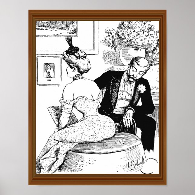 Mid-Century Lady Corset Man Leering Poster (Front)