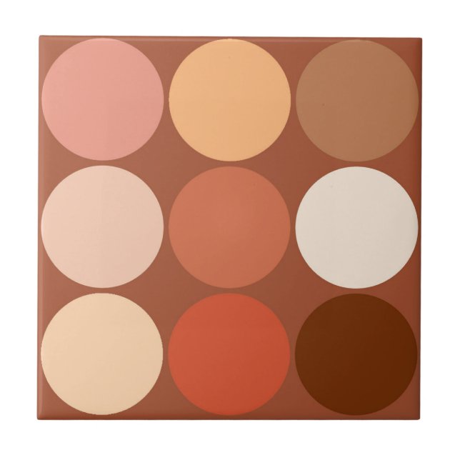 Mid-Century Large Dots, Chocolate Brown & Tan Ceramic Tile (Front)