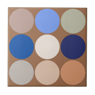 Mid-Century Large Dots, Taupe, Beige and Blue Tile