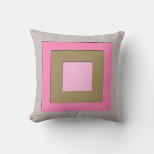 Mid-Century layered squares - grey / gray & pink Throw Pillow