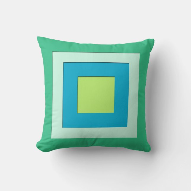 Mid-Century layered squares - jade green Throw Pillow (Front)