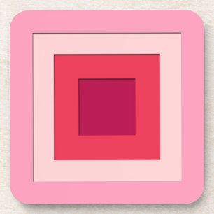 Mid-Century layered squares - pink and wine Coaster