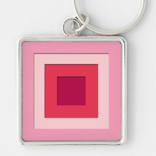 Mid-Century layered squares - pink and wine Keychain