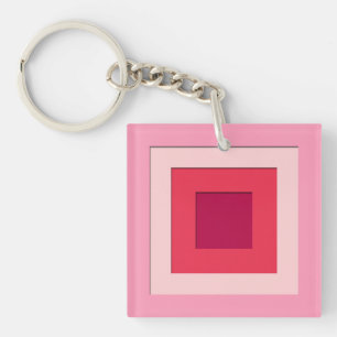Mid-Century layered squares - pink and wine Keychain