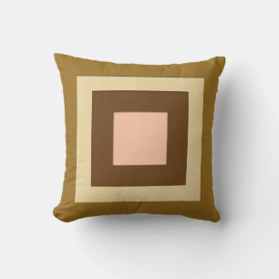 Mid-Century layered squares - tan and peach Throw Pillow