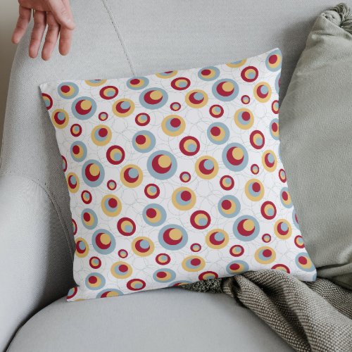 Mid Century Leopard Spots and Circles 50s Pattern Throw Pillow