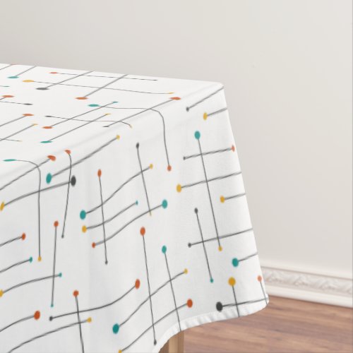 Mid Century Lines And Circles Atomic Age Pattern Tablecloth