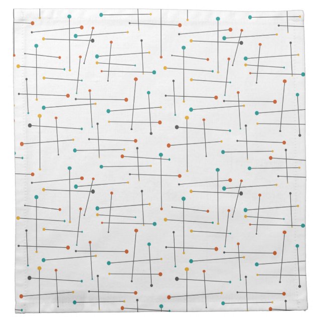 Mid Century Lines And Circles Atomic Era Pattern Cloth Napkin (Front)