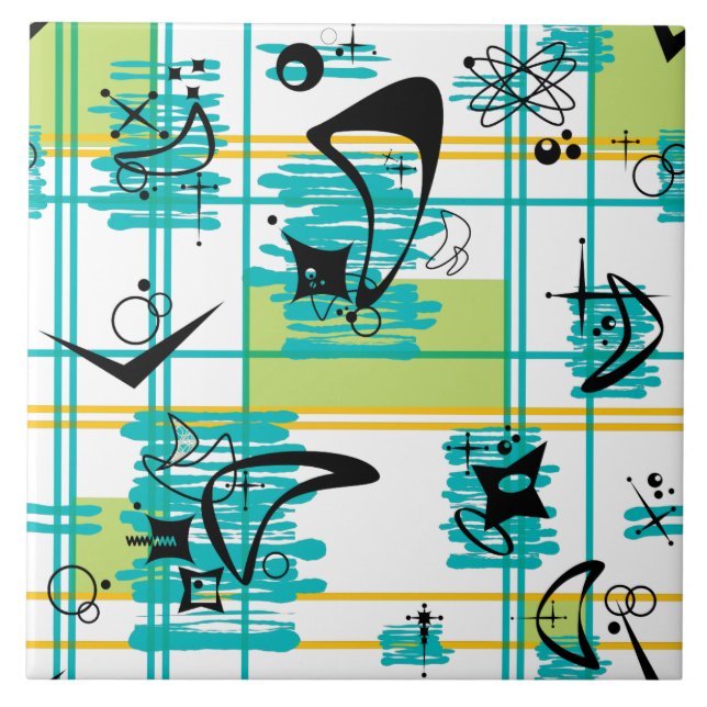 Mid Century Madras Ceramic Tile (Front)