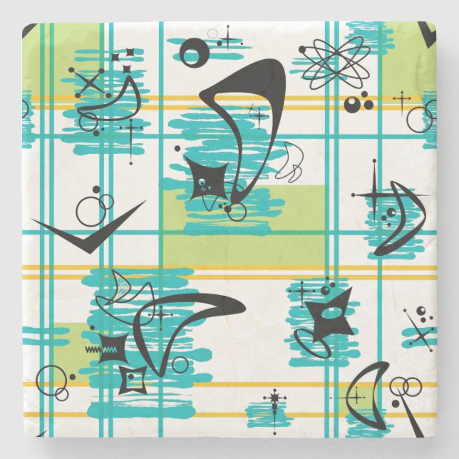 Mid Century Madras Stone Coaster (Front)