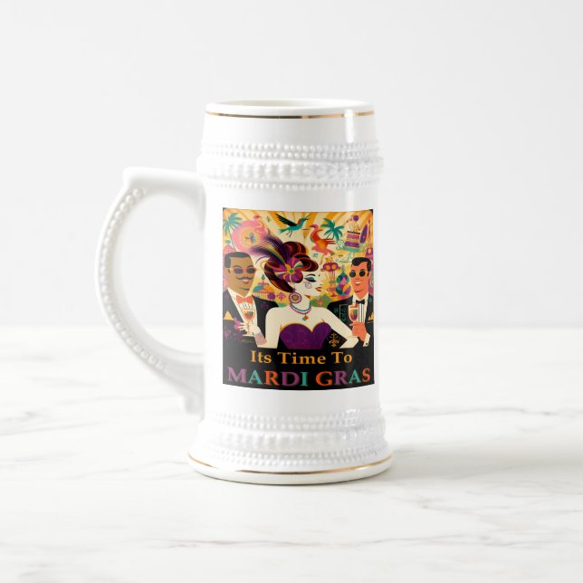 Mid Century Mardi Gras Cocktail Party Beer Stein (Left)