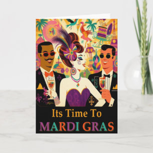 Mid Century Mardi Gras Cocktail Party Card