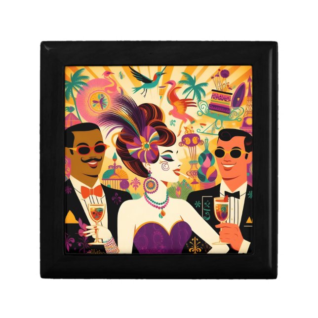 Mid Century Mardi Gras Cocktail Party Gift Box (Front)