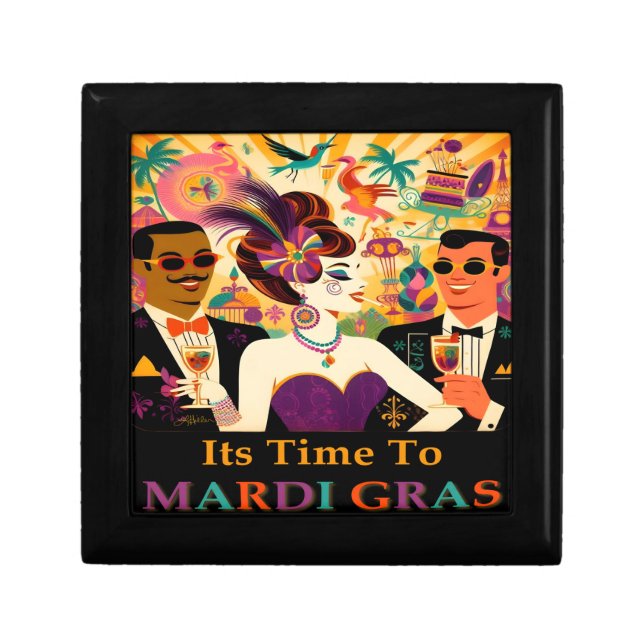 Mid Century Mardi Gras Cocktail Party Gift Box (Front)