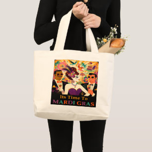 Mid Century Mardi Gras Cocktail Party Large Tote Bag