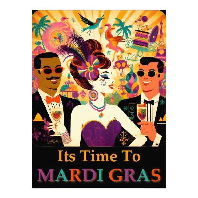 Mid Century Mardi Gras Cocktail Party Photo Print (Front)
