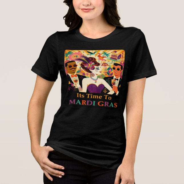 Mid Century Mardi Gras Cocktail Party Tri-Blend Shirt (Front)
