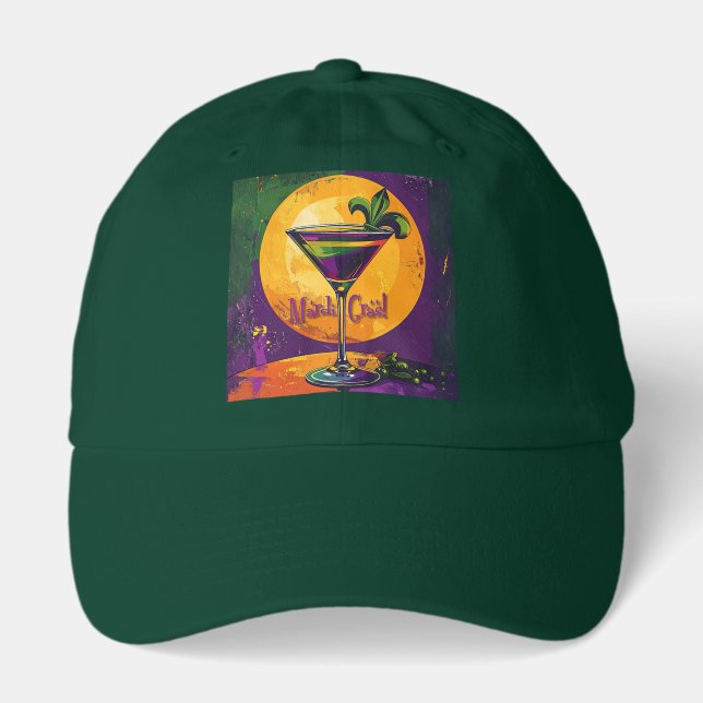 Mid Century Mardi Gras Sunset Fleur De Lis Martini Hat (Front)