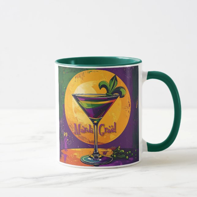 Mid Century Mardi Gras Sunset Fleur De Lis Martini Mug (Right)
