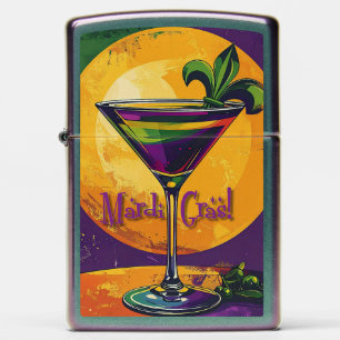 Mid Century Mardi Gras Sunset Fleur De Lis Martini Zippo Lighter