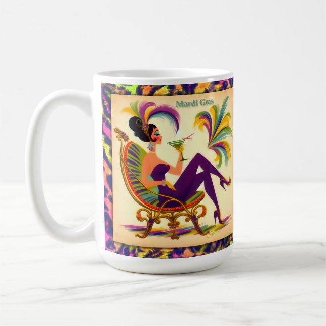 Mid Century Mardi Gras Woman With A Martini Coffee Mug (Left)