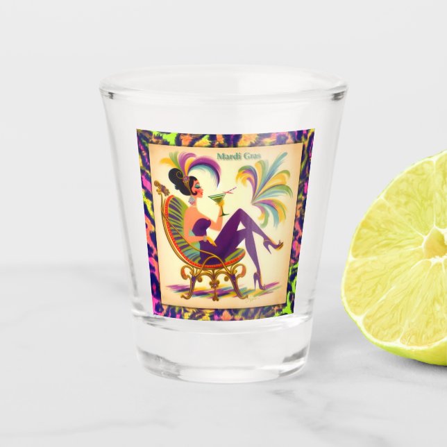Mid Century Mardi Gras Woman With A Martini Shot Glass (Front)