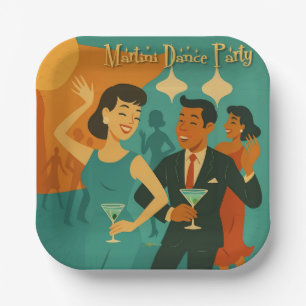 Mid Century Martini Dance Party Paper Plates
