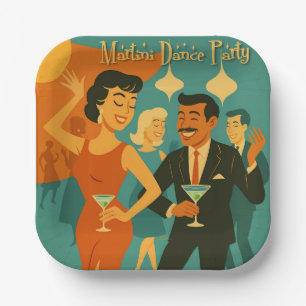 Mid Century Martini Dance Party Paper Plates