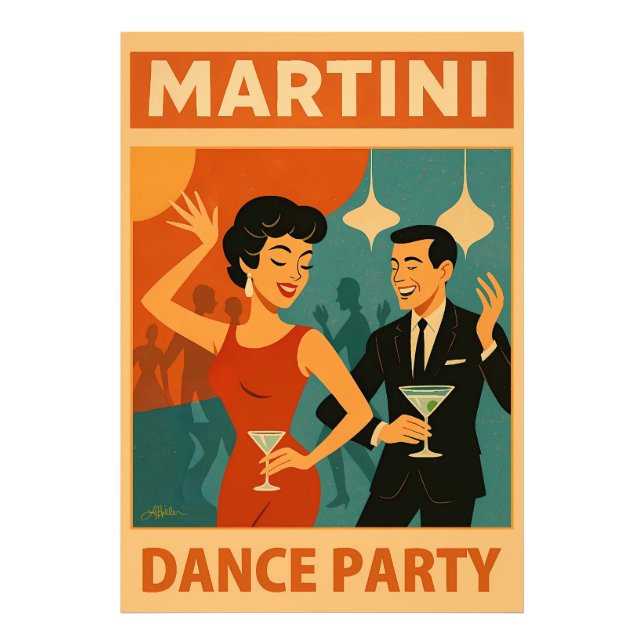 Mid Century Martini Dance Party Photo Print (Front)