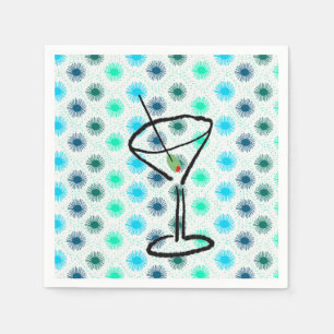 Mid Century Martini Glass Design Napkins