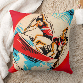 Mid Century Matchbox Cover Art Throw Pillow