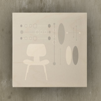 Mid-Century MCM Gray Pattern Chair Silhouette Wood Wall Art
