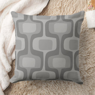 Mid-Century MCM Gray Tones Retro Pattern Throw Pillow