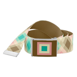 Mid-Century mega plaid - brown & peach Belt