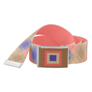 Mid-Century mega plaid - cocoa and coral Belt