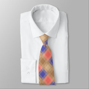 Mid-Century mega plaid - cocoa and coral Tie
