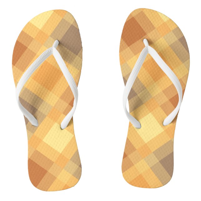 Mid-Century mega plaid - Earth neutrals Flip Flops (Footbed)