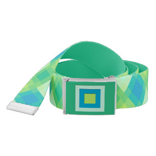 Mid-Century mega plaid - jade green Belt