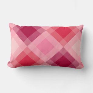 Mid-Century mega plaid - pink and wine Lumbar Pillow