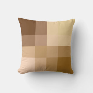 Mid-Century mega plaid - tan and peach Throw Pillow