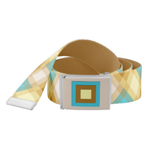 Mid-Century mega plaid - tan & turquoise Belt