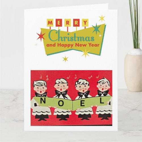 Mid_Century Melodies Noel Christmas Choir Boys Card