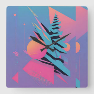 Mid-Century Memphis Design - Ken Gage Art Square Wall Clock