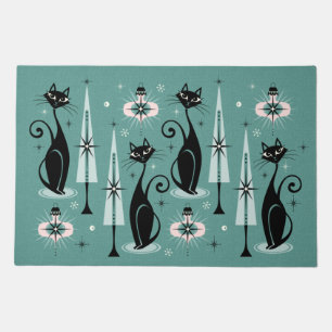 Mid Century Meow Atomic Kitty Christmas Doormat